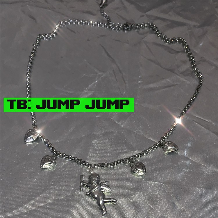 jump jump 包邮爱心丘比特可爱象蹦迪时髦女孩复古choker项链