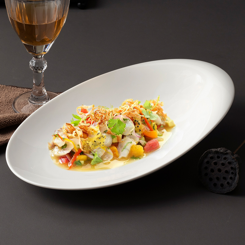 斜身盘斜口盘14会所私房菜餐具·