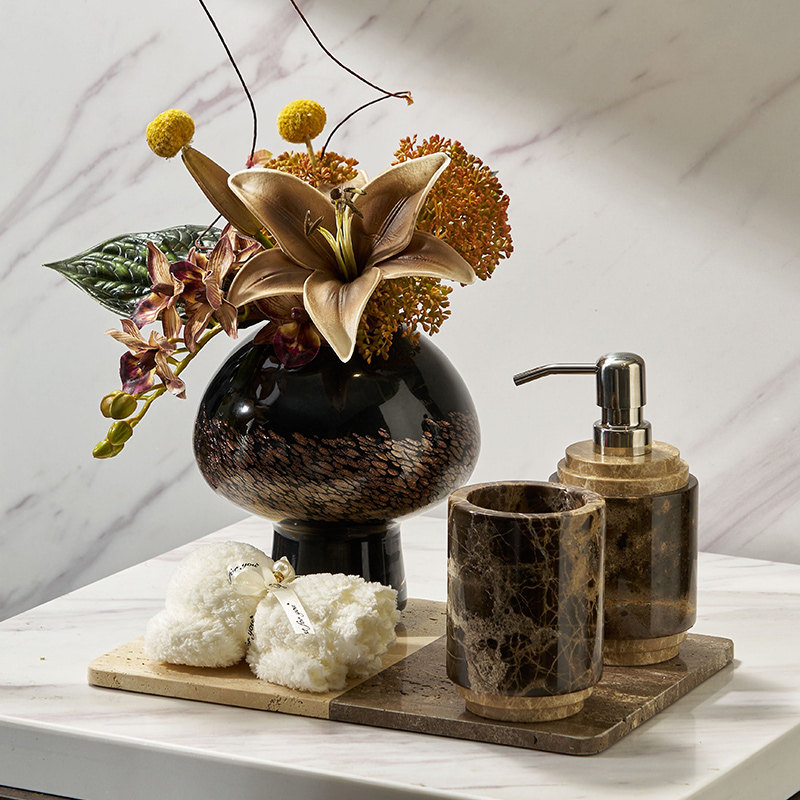 浴室香薰大理石洗手液托盘套装