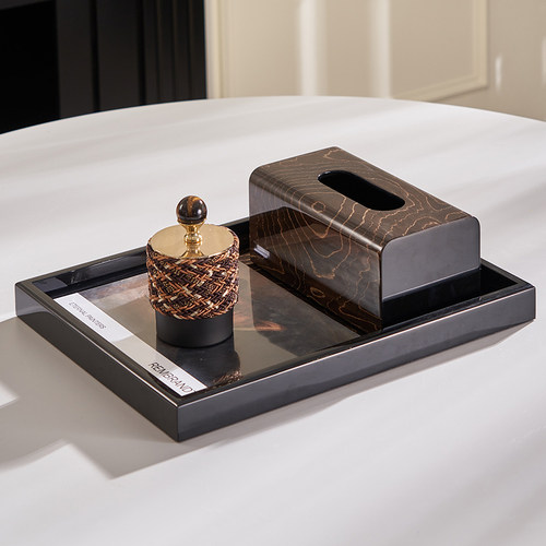 客厅茶几收纳托盘纸巾盒摆件高级