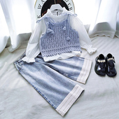 春装 衬衫 套装 韩国女童装 2025新款 女孩洋气时髦儿童春秋季 牛仔裤 子