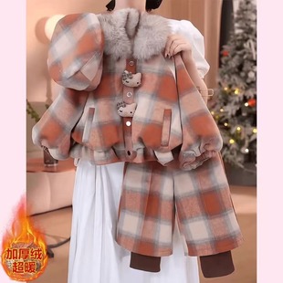 女童冬季套装2025新款儿童时尚法式小香风保暖加厚外套两件套