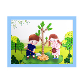 312植树节种树保护环境儿童手工diy制作幼儿园小学生纽扣子粘贴画