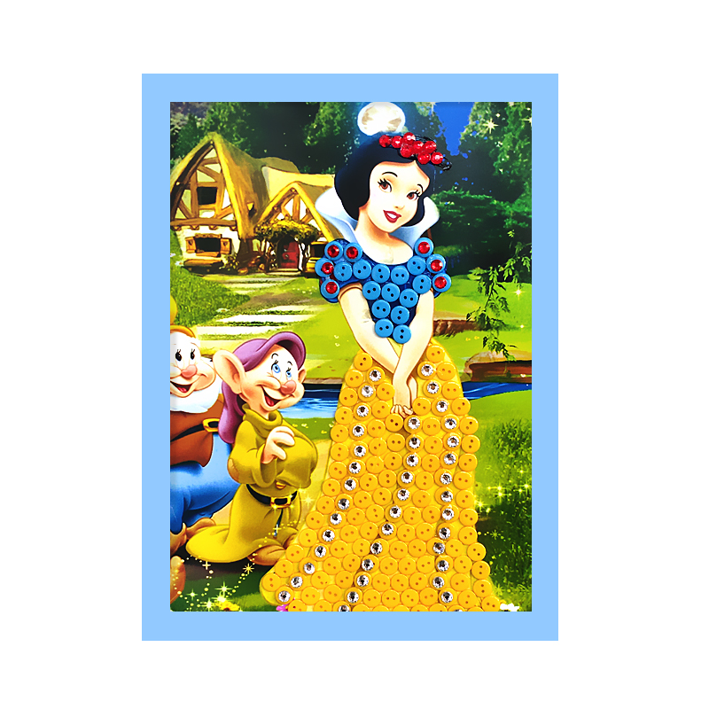 儿童手工diy制作材料包幼儿园小学生动画人物白雪公主纽扣粘贴画