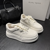 2026真皮超轻4厘米真皮厚底小白鞋 女百搭休闲运动板鞋