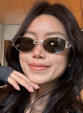 PATTYKOU防紫外线老钱风椭圆金属