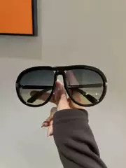 Retro Large-Frame Toad Mirror Black Sunglasses for Women with Anti-Uv, Slimming Sunglasses for Square and Round Faces, European and American High-End Men