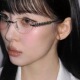 2025新款 纯欲无框眼镜女金属猫眼高质感眼镜斯文素颜凹造型平光镜