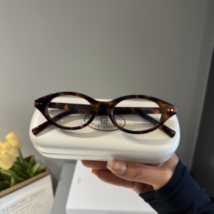 复古玳瑁豹纹小框椭圆近视眼镜架韩系书呆子防蓝光平光镜素颜神器