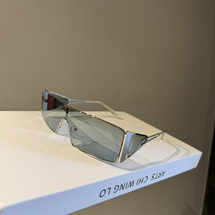 欧美辣妹金属连体茶色墨镜户外运动骑行防风护目镜遮阳太阳镜男女