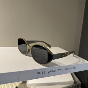 曲面椭圆形一体太阳镜玳瑁墨镜女防紫外线猫眼高级感街拍极简时髦