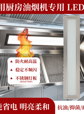 商用厨房嵌入式全封闭不锈钢 LED 烟罩灯防油防水防雾防尘耐高温