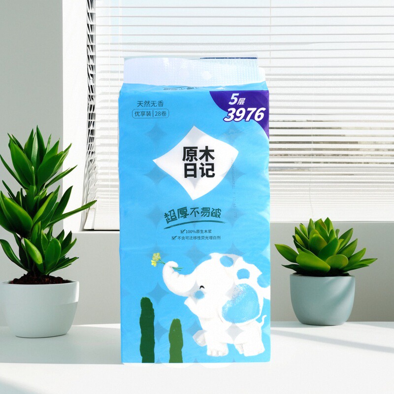 原木日记28卷实心卷纸5层厕所纸