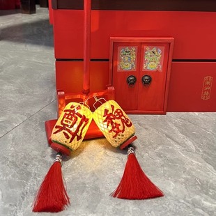 姓氏潮汕竹编油纸迷你发光小灯笼汽车载挂饰摆件节日元宵中秋礼品