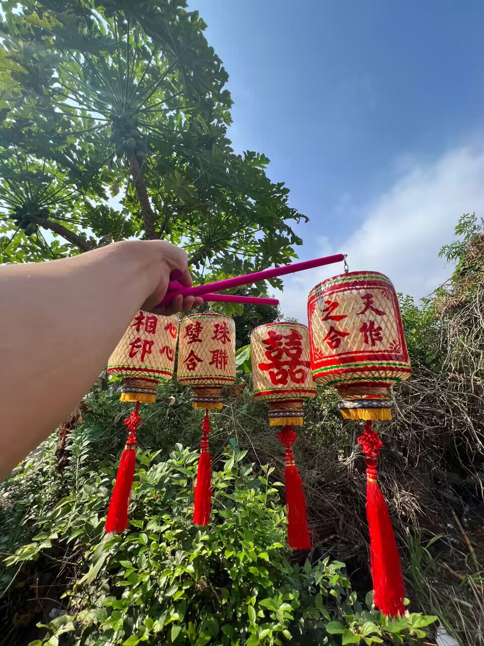 竹编油纸灯笼大概16*12
