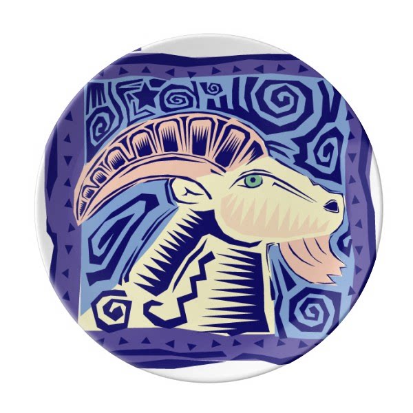 白羊座墨西哥文化版画陶瓷餐盘子8寸月光盘餐具家居礼物