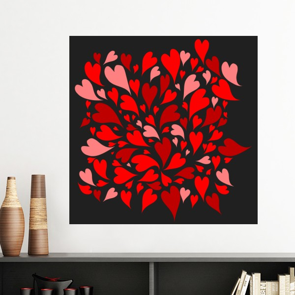 情人节黑色粉色爱心墙贴壁纸房间贴花