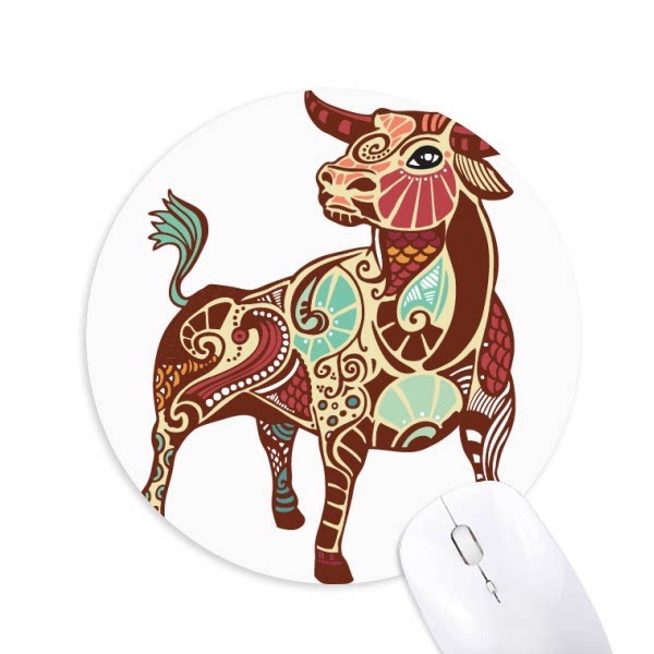 金牛座星座标志插画图案圆形游戏办公防滑橡胶鼠标垫礼物