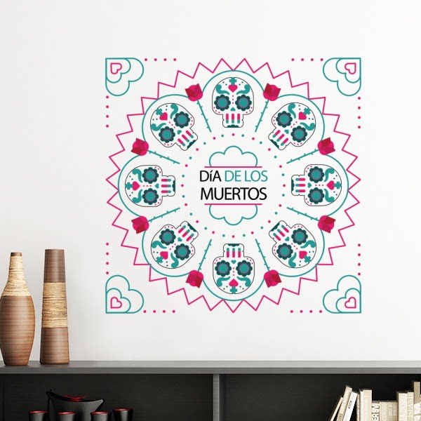 骷髅玫瑰墨西哥亡灵节插图墙贴壁纸房间贴花