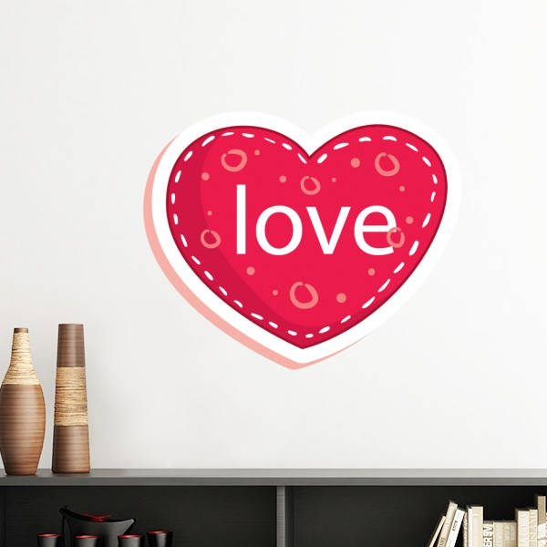 情人节粉色爱圈圈心形图案墙贴壁纸房间贴花