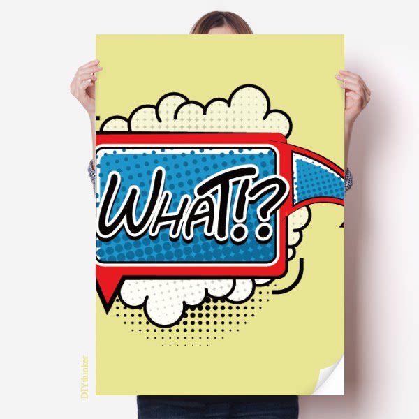 疑问对话框箭头海报贴纸80x55cm墙贴纸卧室家居装饰