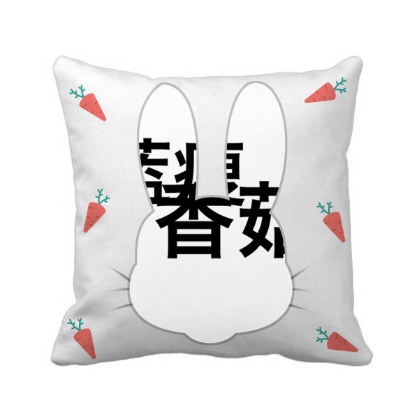 蓝瘦香菇17年网络流行梗兔子方形抱枕靠枕沙发靠垫双面含芯礼物