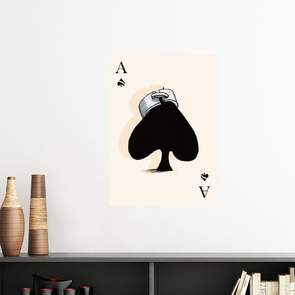 黑桃a撲克插画纹样墙贴壁纸房间贴花