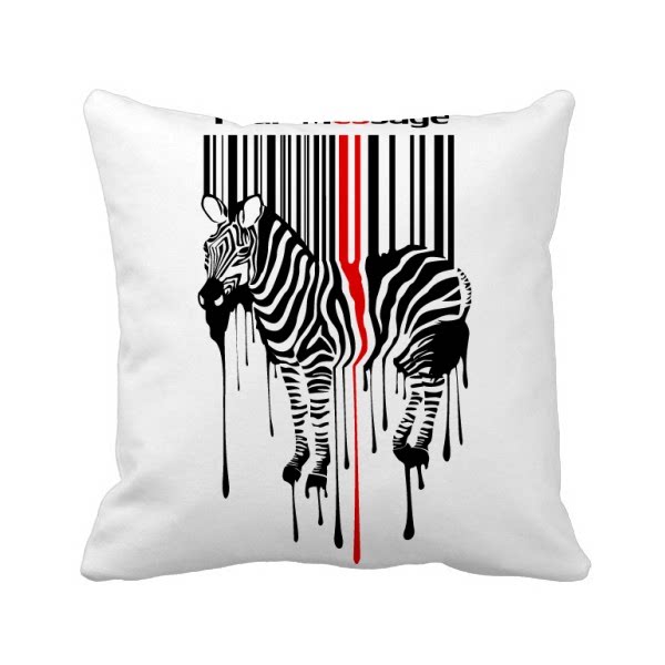 黑红条纹码涂鸦效果斑马方形抱枕靠枕沙发靠垫双面含芯礼物