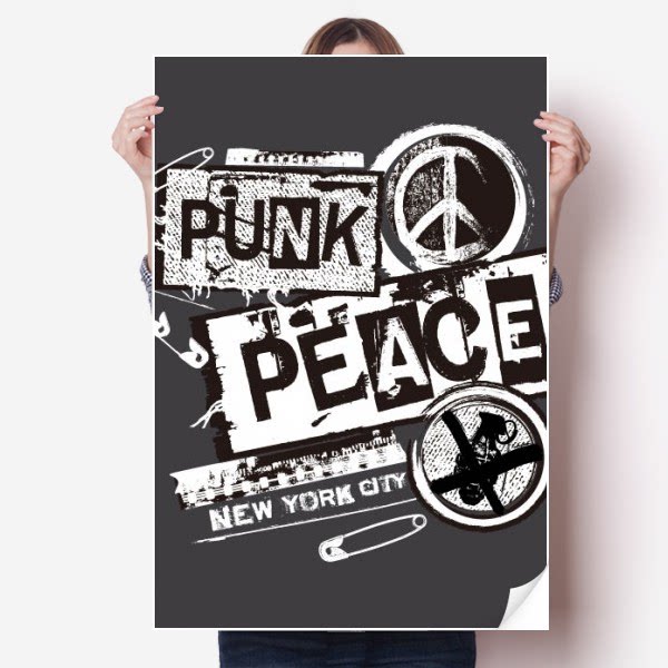 和平朋克纽约反战图案海报贴纸80x55cm墙贴纸卧室家居装饰