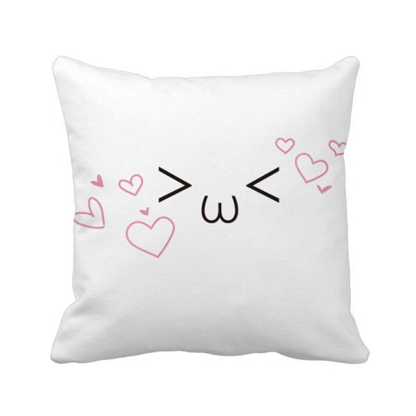 可爱颜文字粉红少女心表情方形抱枕靠枕沙发靠垫双面含芯礼物