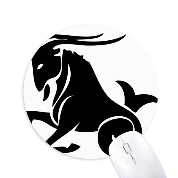 星座摩羯座标志剪影插画图案圆形游戏办公防滑橡胶鼠标垫礼物