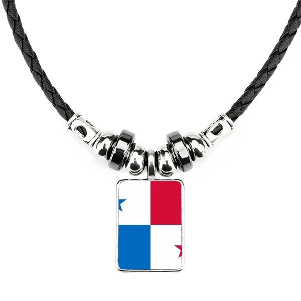 巴拿马国旗北美洲国家象征符号图案手工皮绳项链吊坠饰品