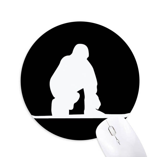 黑色滑板运动图案剪影圆形游戏办公防滑橡胶鼠标垫礼物
