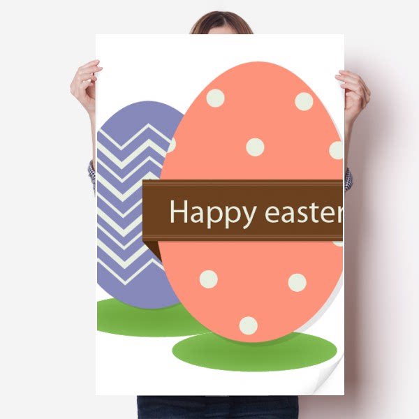 复活节快乐吉利彩蛋海报贴纸80x55cm墙贴纸卧室家居装饰