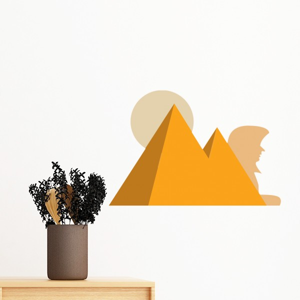 埃及文化黄色狮身人面像金字塔太阳抽象图案房间可移除墙贴纸