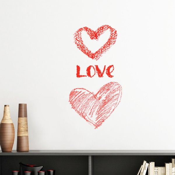 红色爱情英文手写艺术墙贴壁纸房间贴花