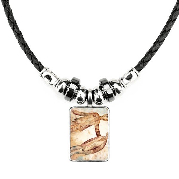 五月六月双子座星座图案手工皮绳项链吊坠饰品