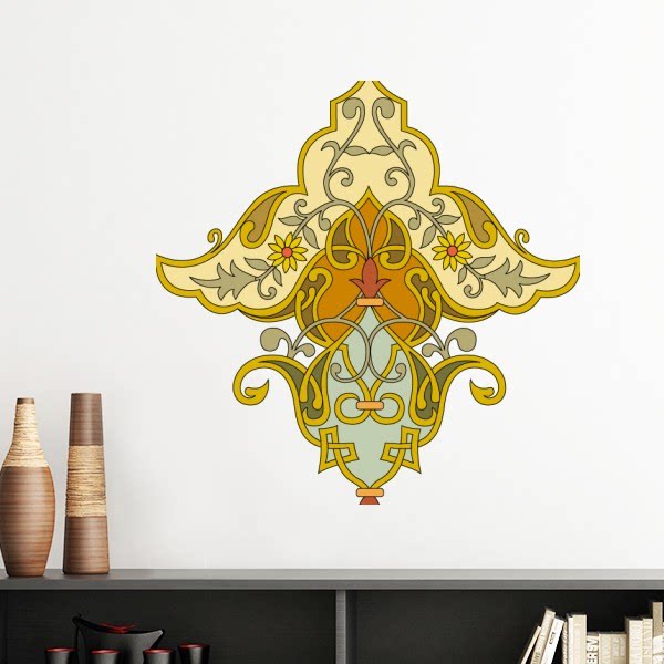 花朵巴洛克对称彩色图案墙贴壁纸房间贴花