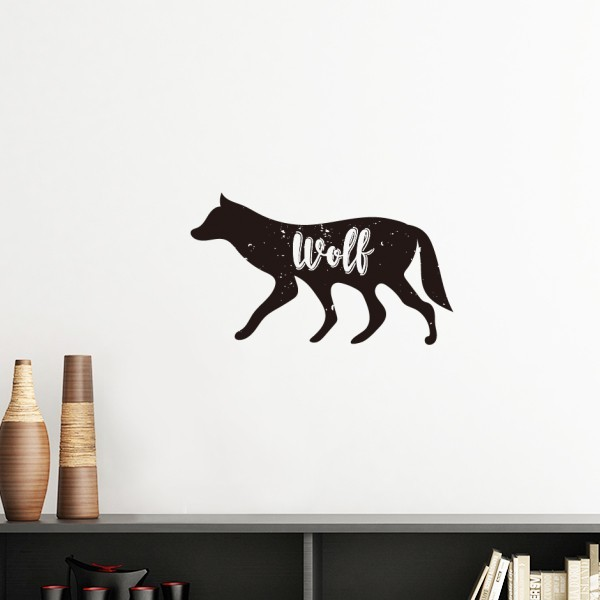狼黑白剪影动物墙贴壁纸房间贴花