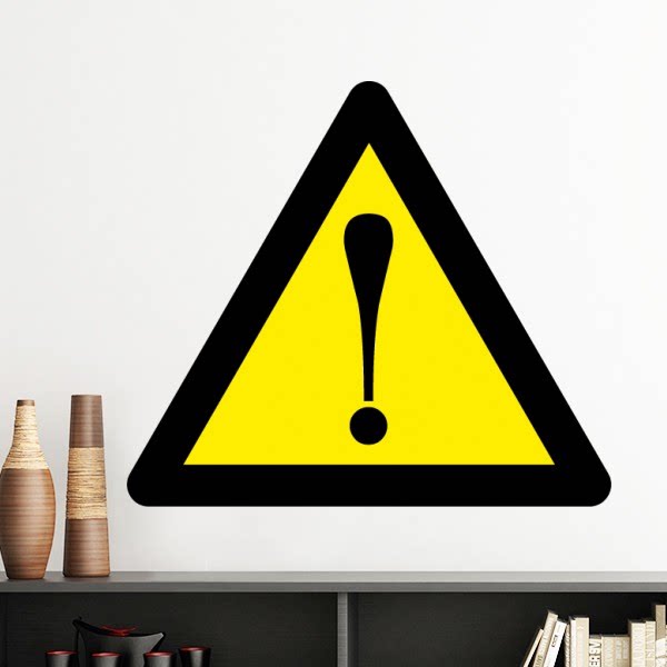 请注意黄底黑边三角形警告标志墙贴壁纸房间贴花教室