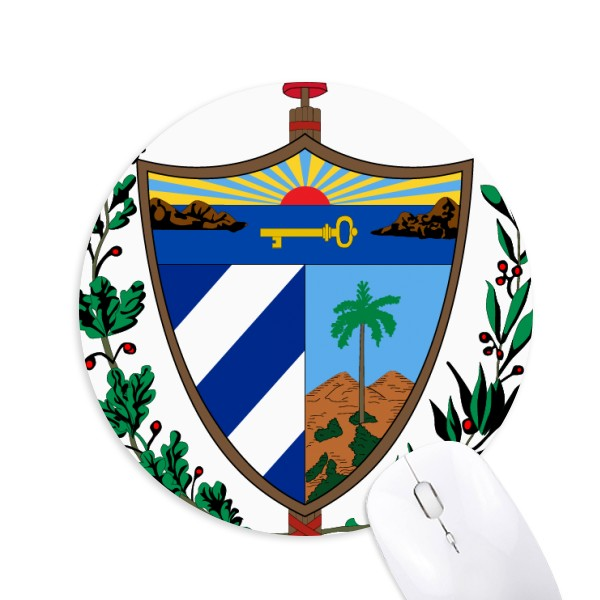 古巴国徽标志符号图案圆形游戏办公防滑橡胶鼠标垫礼物