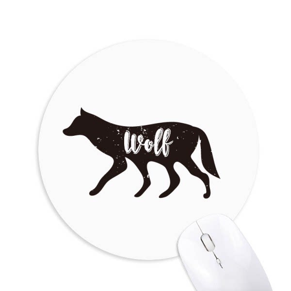 狼黑白剪影动物圆形游戏办公防滑橡胶鼠标垫礼物