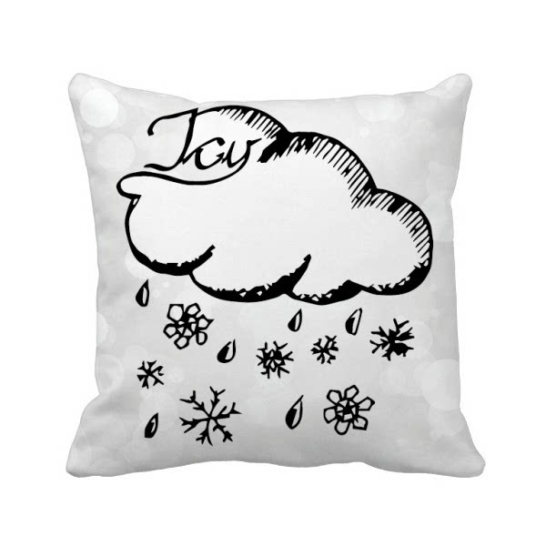 云雪花手绘线条纹样方形抱枕靠枕沙发靠垫双面含芯礼物