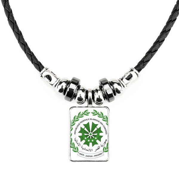 莫洛尼科摩罗国徽手工皮绳项链吊坠饰品