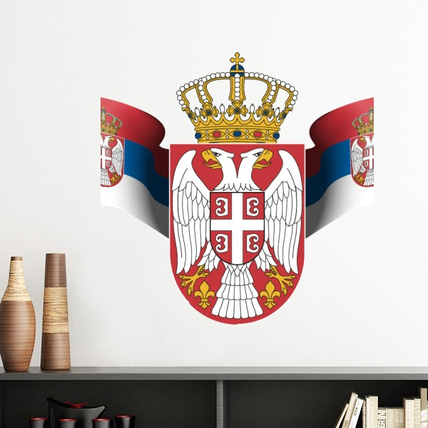 塞尔维亚国徽标志符号图案墙贴壁纸房间贴花