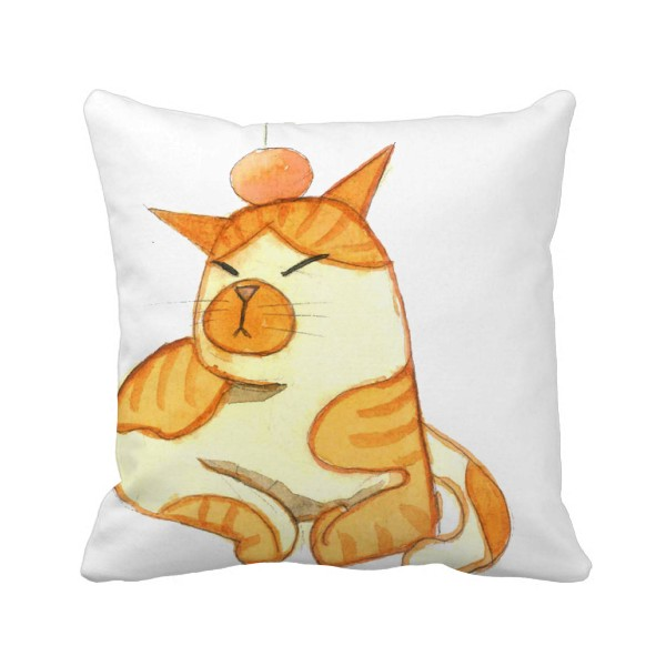 喵吉那些猫之橘子橙猫方形抱枕靠枕沙发靠垫双面含芯礼物
