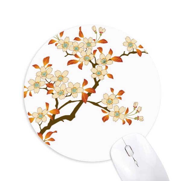 树叶植物素材装饰图案圆形游戏办公防滑橡胶鼠标垫礼物