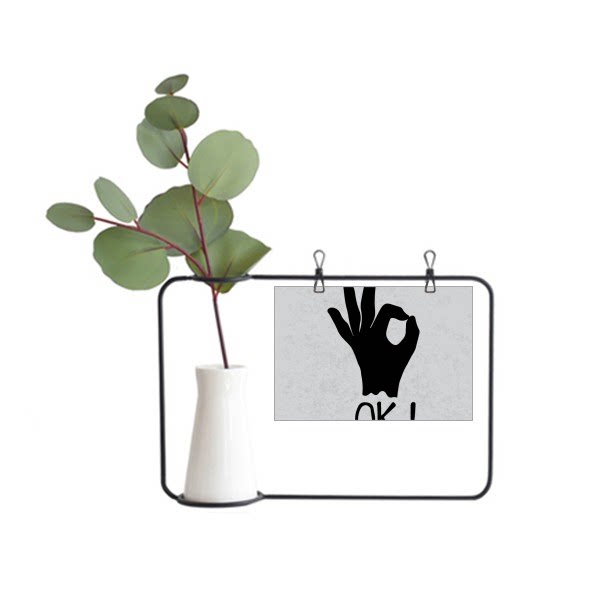 ok剪影个性手势图案金属相框陶瓷花瓶装饰