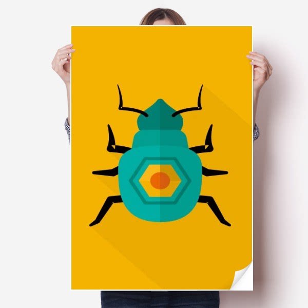 古埃及黄金圣甲虫图案海报贴纸80x55cm墙贴纸卧室家居装饰