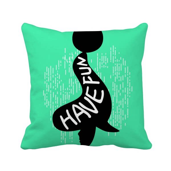 黑色海豹动物剪影自然方形抱枕靠枕沙发靠垫双面含芯礼物